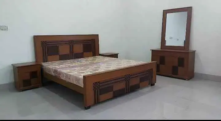 Double bed/king size bed/dressing table/bed set/wooden bed/furniture

                                                            alt=