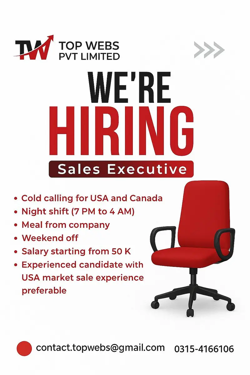 Sales Executive – USA Market (Night Shift) | Salary 50K+
                                                            alt=