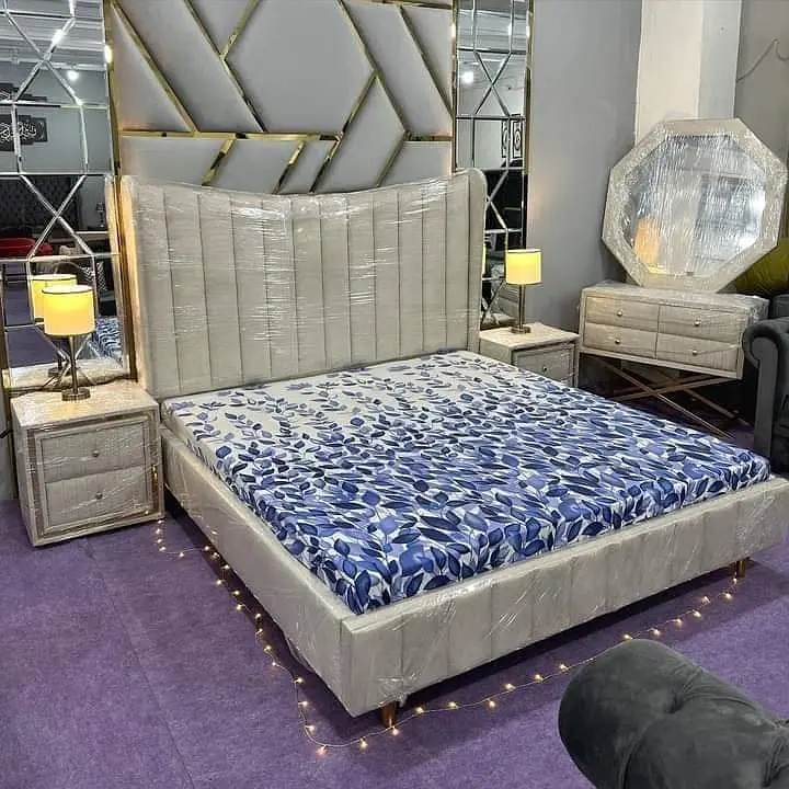 double bed, king size bed, side tables, home furniture, room furnitur
                                                            alt=
