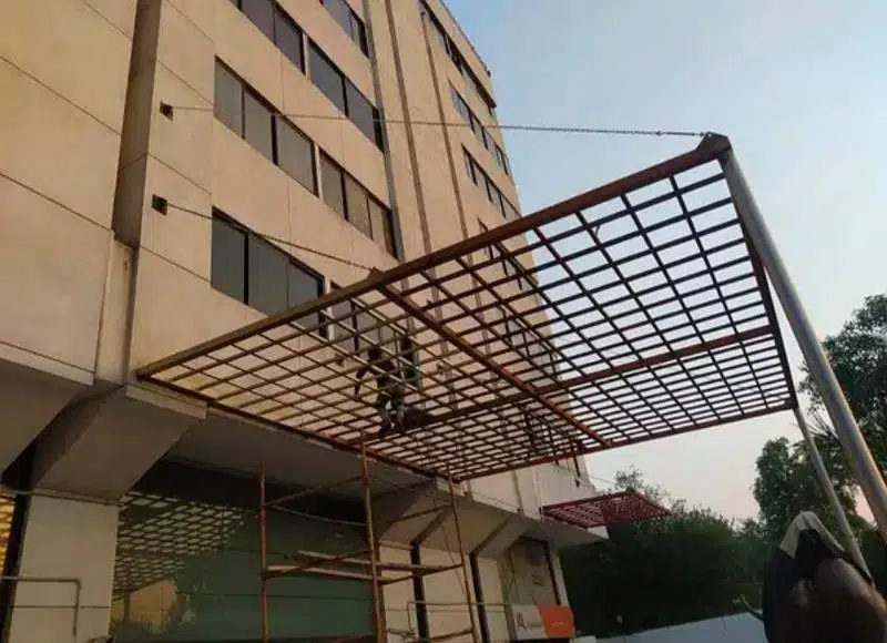 fiber glass door / car parking shed / fiber glass work / fiber sheet

                                                            alt=