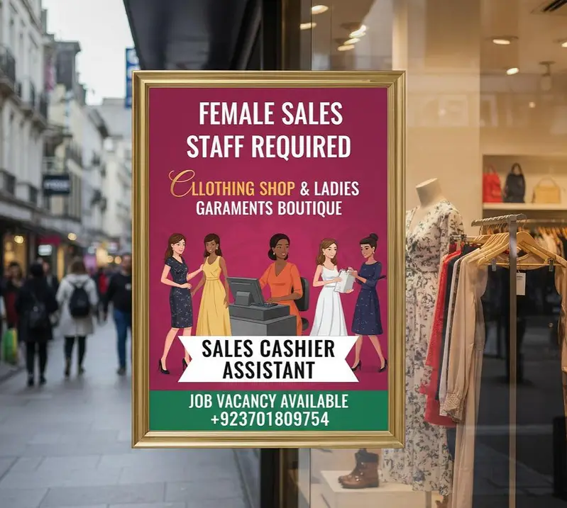 Female Staff Required
                                                            alt=