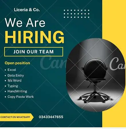 Simple typing Job Ms word,Excel home Base working for males & females
                                                            alt=