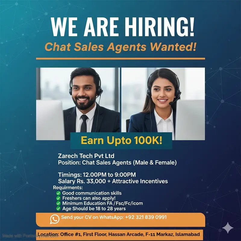 (Earn Upto 100K) -- Hiring Chat Sales Agents – Office Based Work

                                                            alt=