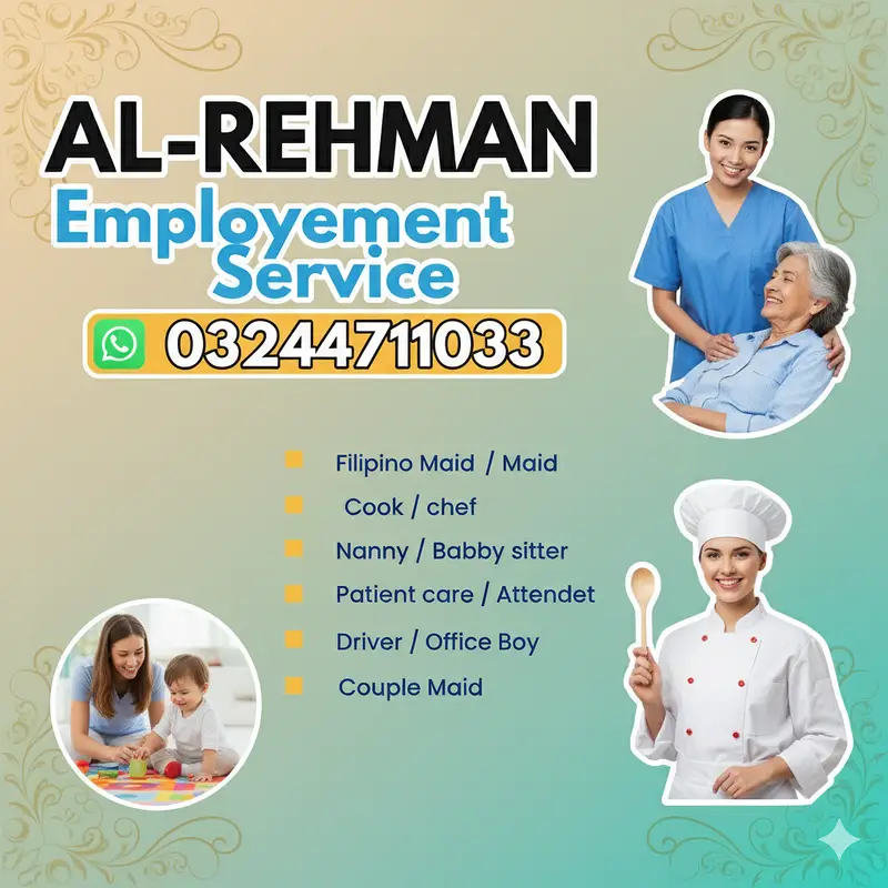 Maids / House Maids / cook / Nanny , chef / Baby Sitter maid available

                                                            alt=