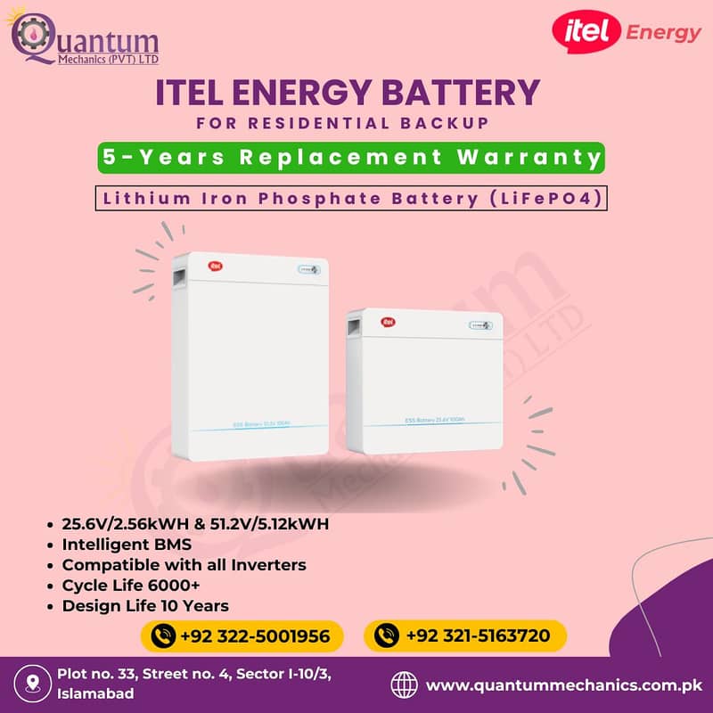 Itel Lithium Ion Battery ,25.6V 100Ah compatible with 24V inverters

                                                            alt=