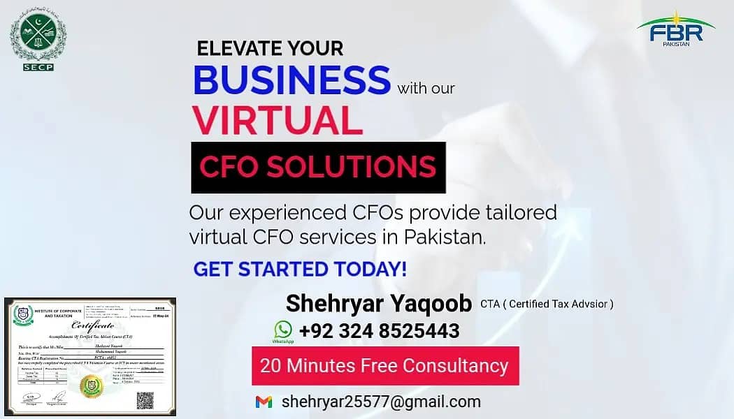 Sales Tax, Income Tax Return, Tax Consultant, FBR, Tax Filer, NTN,SECP

                                                            alt=