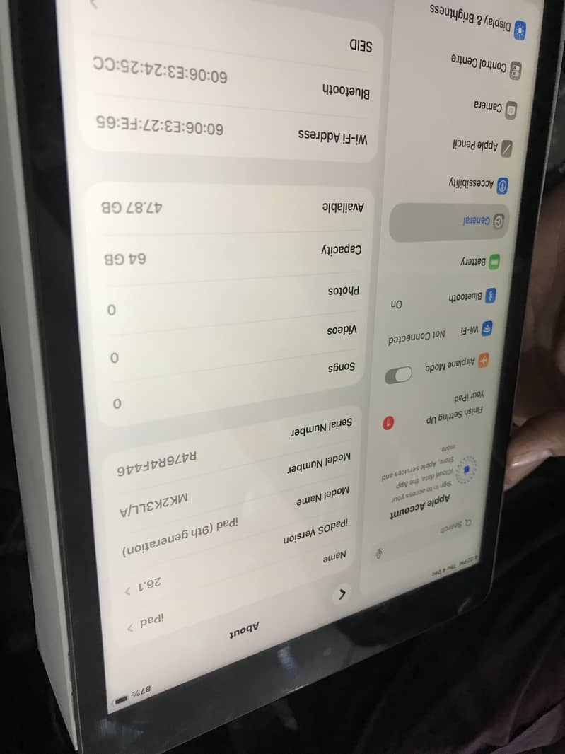 iPad 9th gernaction 64GB “ 97 bettery health 10by10 condition

                                                            alt=