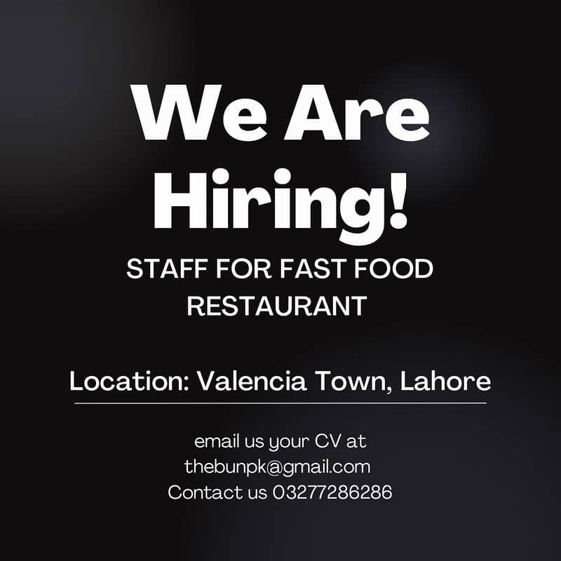 Hiring Staff for Fast Food restaurant

                                                            alt=