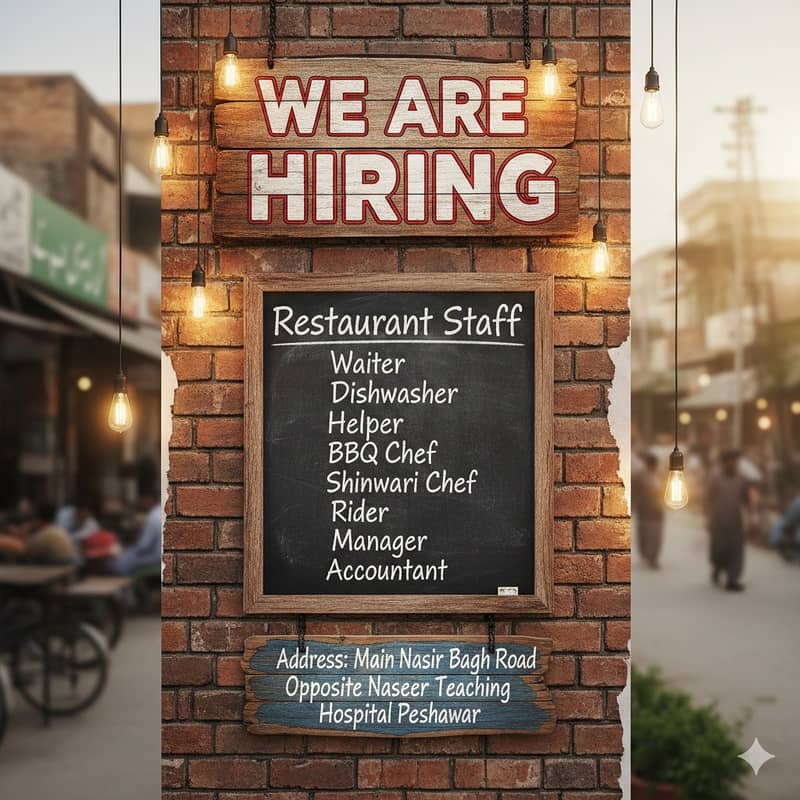 Waiter/Chef/Dishwasher/Rider/Accountant/Restaurant Staff Required

                                                            alt=