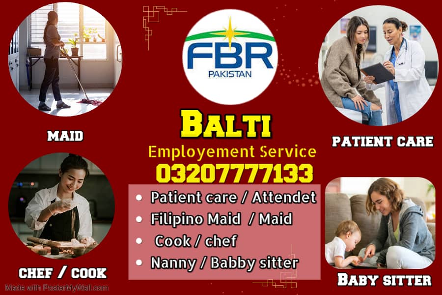 Maids / House Maids / cook / Nanny , chef / Baby Sitter maid available

                                                            alt=