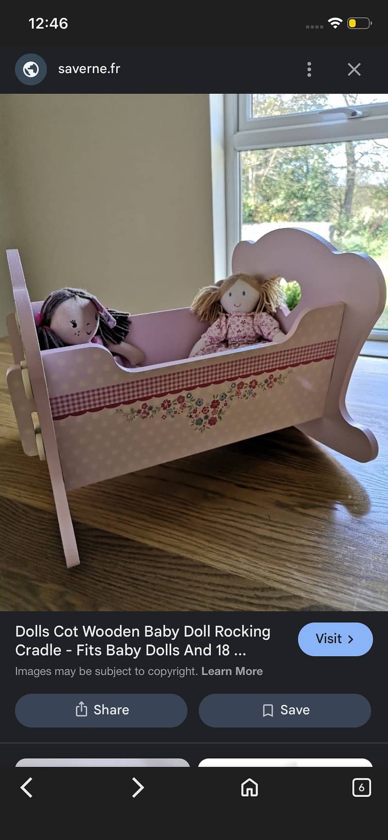 Dolls cot wooden baby doll rocking cradle

                                                            alt=