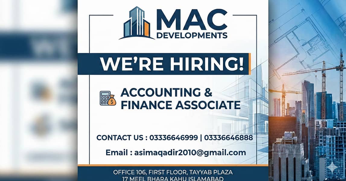 Accounting & Finance Associate – Mac Developments

                                                            alt=