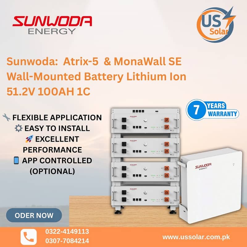 Sunwoda Atrix-5 Lithium Battery–51.2V 100AH/Solar Battery/Stock

                                                            alt=