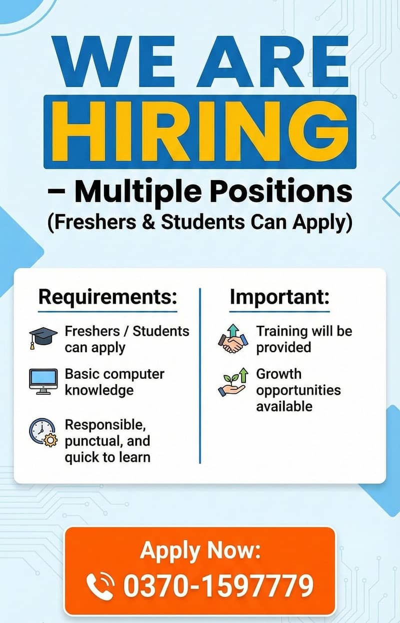 Jobs For Fresher || Students || Urgent Hiring || Male & Female Jobs

                                                            alt=