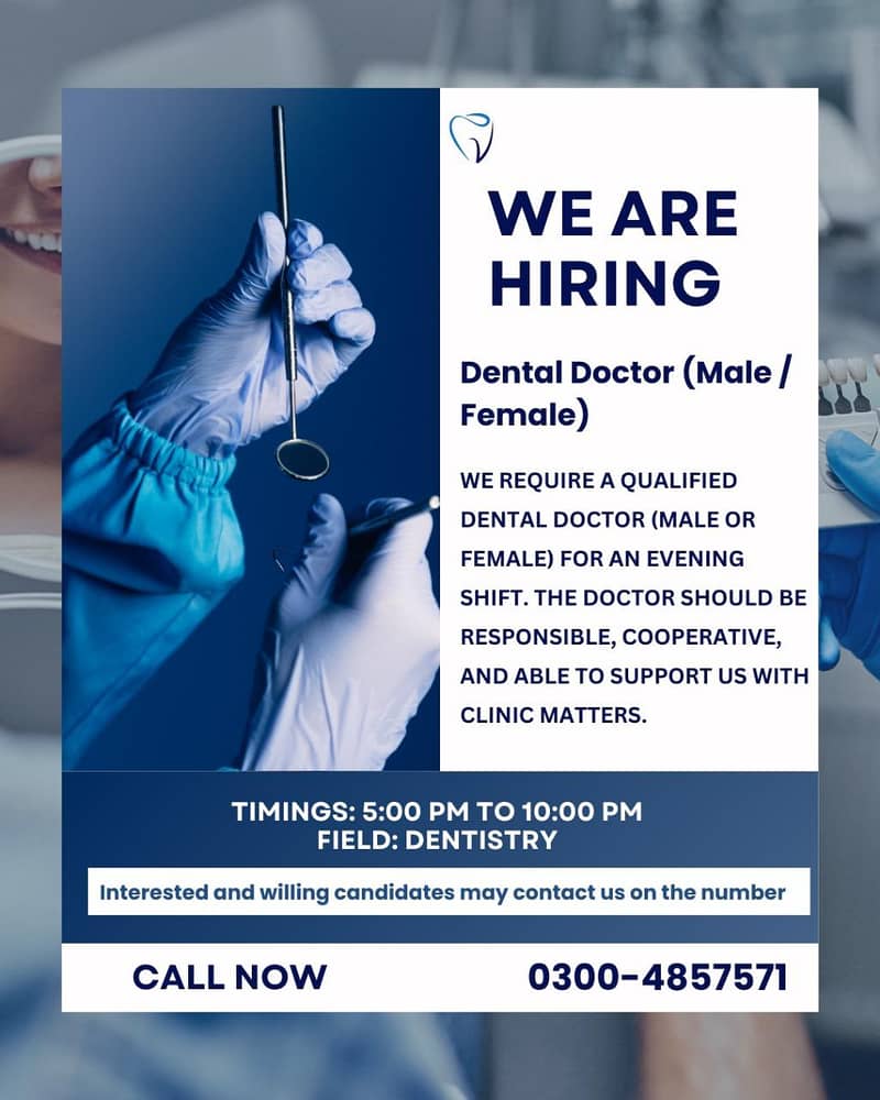 Dental Doctor | Male & Female Jobs | Dental Surgeon | Jobs in Lahore

                                                            alt=