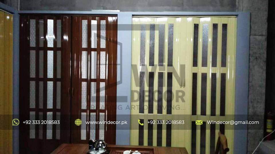PVC  Folding Shutter Partition Door Ideal for Separate the space Slide

                                                            alt=