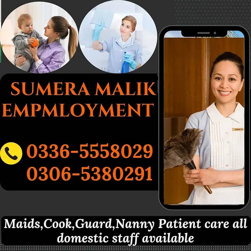 Maids / House Maids / cook / Nanny , chef / Baby Sitter maid available

                                                            alt=