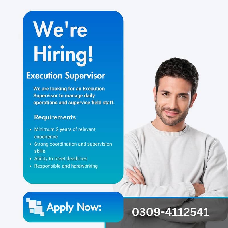 Executive Supervisor | Supervisor Required | Male Jobs

                                                            alt=