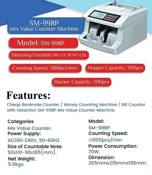 Cash Counting Machine, Cash counter, Mix note Counting Pakistan No. 1 B

                                                            alt=