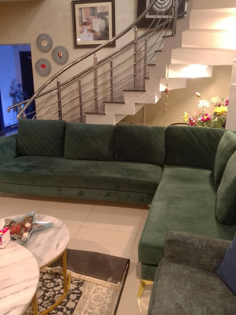 Sofa set - L shape sofa set - corner sofa - 7 seater sofa -velvet sofa

                                                            alt=