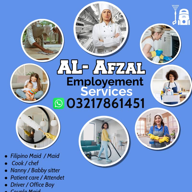 Maids / House Maids / cook / Nanny , chef / Baby Sitter maid available

                                                            alt=