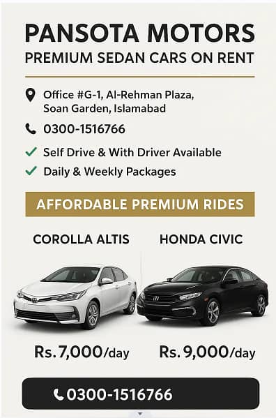Rent A Car/Car Rental/Self Drive/Civic/Collora/Alto/Without Driver/

                                                            alt=