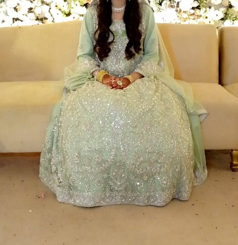 *Mint Green Bridal Maxi | Lehenga | Wedding Dress | Heavy Embroidery*

                                                            alt=