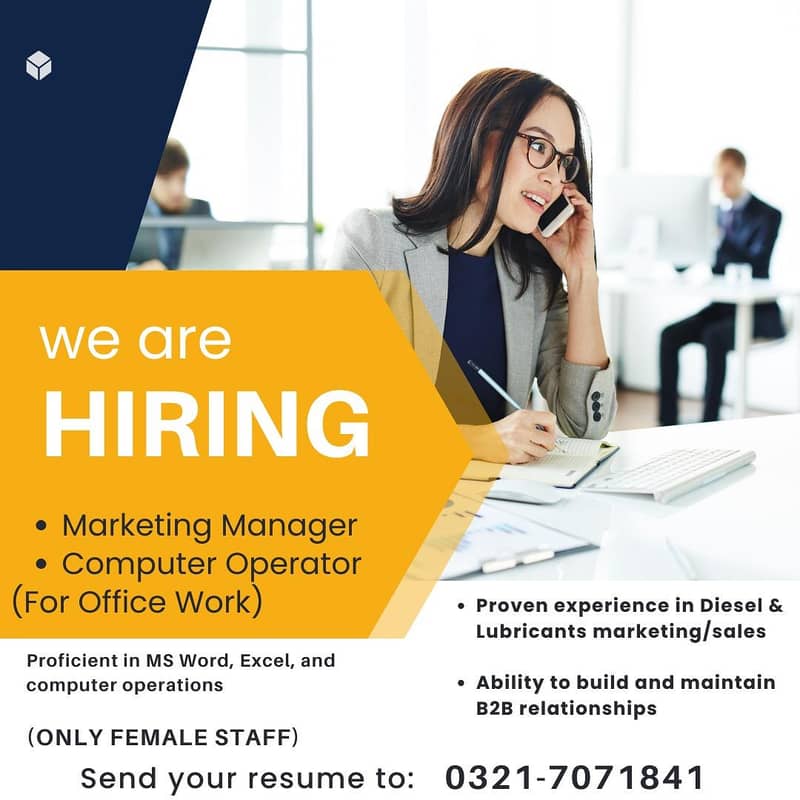 Marketing Manager || Computer Operator || Female Jobs || Urgent Hiring

                                                            alt=