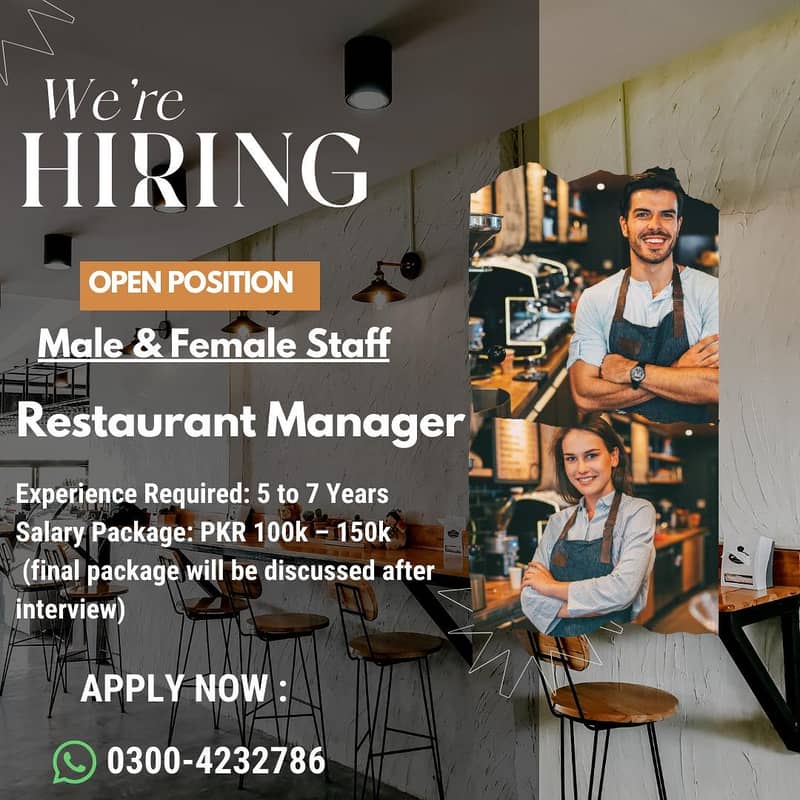 Restaurant Manager | Male & Female | Restaurant Staff | Jobs

                                                            alt=