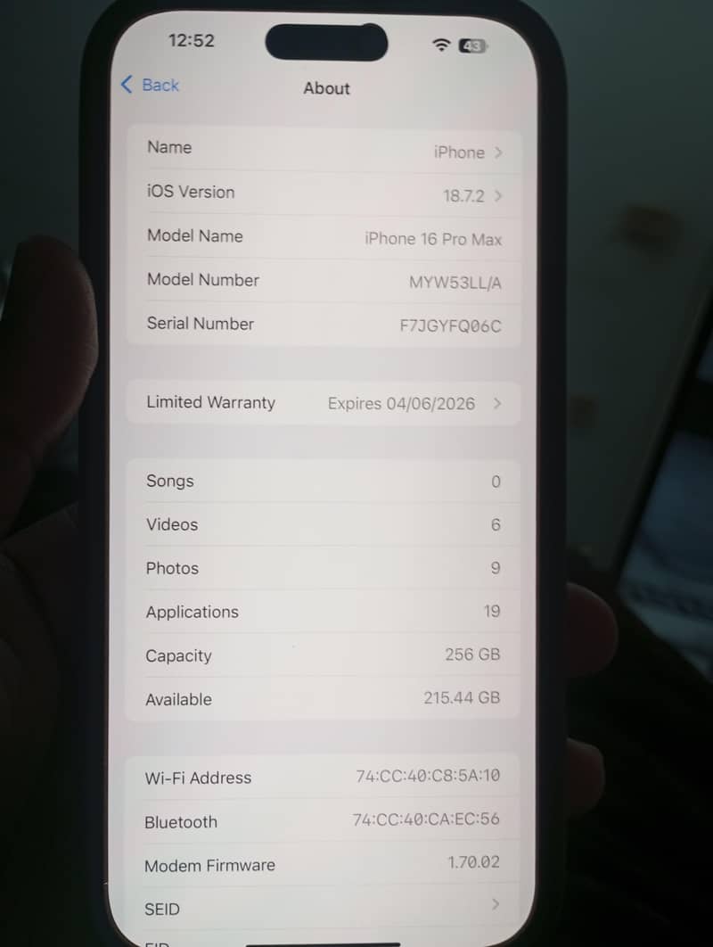 16 pr max 256 GB (JV)

                                                            alt=