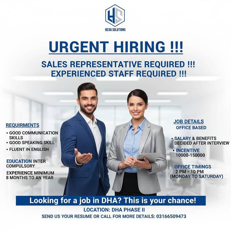 Sales Representative Required || Jobs || CSR Required || Urgent

                                                            alt=