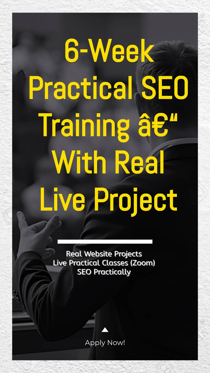6-Week Practical SEO Training – With Real Live Projects

                                                            alt=