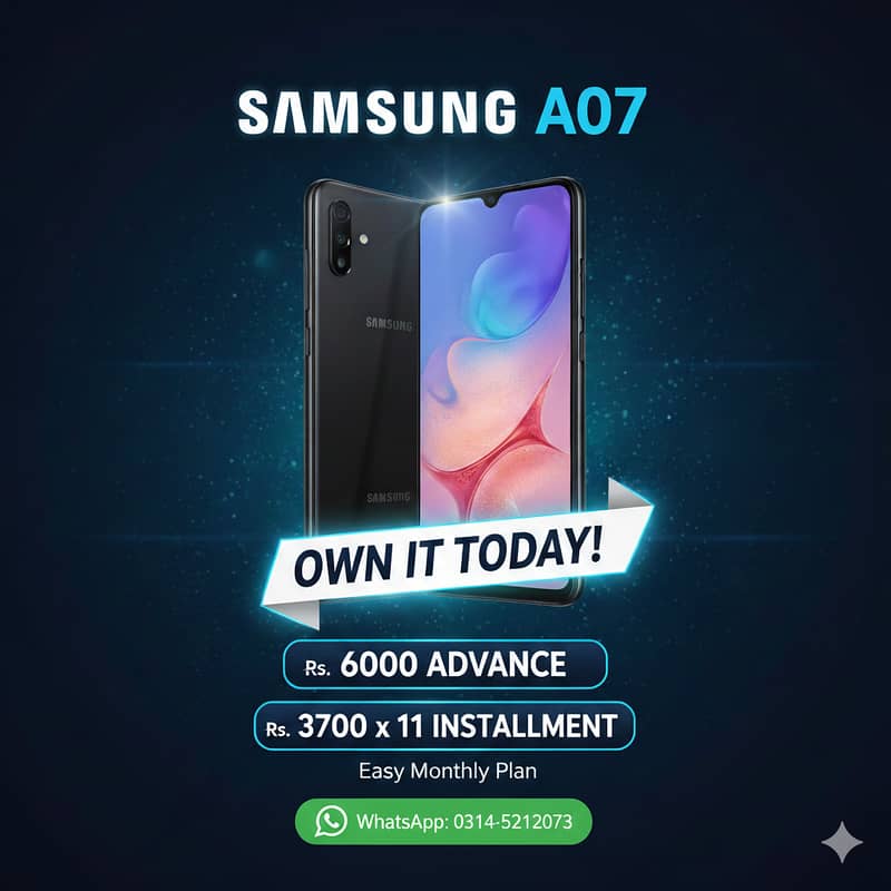Samsung A07 Pta Approved On Easy Installment

                                                            alt=