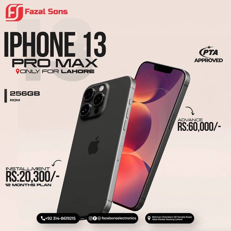 iPhone 13 Pro Max (256GB) Approved Available On Easy Installment Plan

                                                            alt=