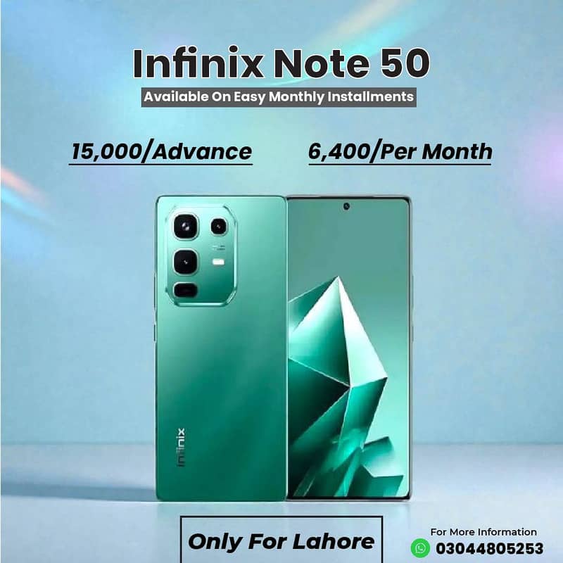 Infinix note 50 (8/256GB) Available On Easy Installemnt`s Plan

                                                            alt=