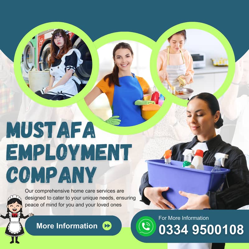 House maids , Maids , Baby Sitter , Chef , Cook , Patient Care ,Nurse

                                                            alt=