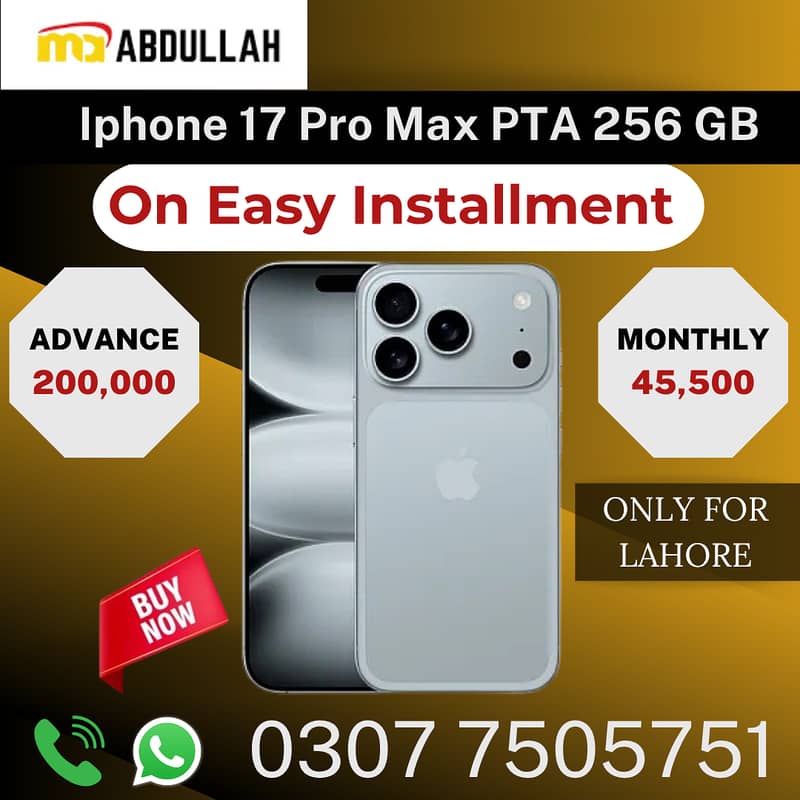 Iphone 17 Pro Max PTA 256-GB Mobile Available On Easy Installment

                                                            alt=