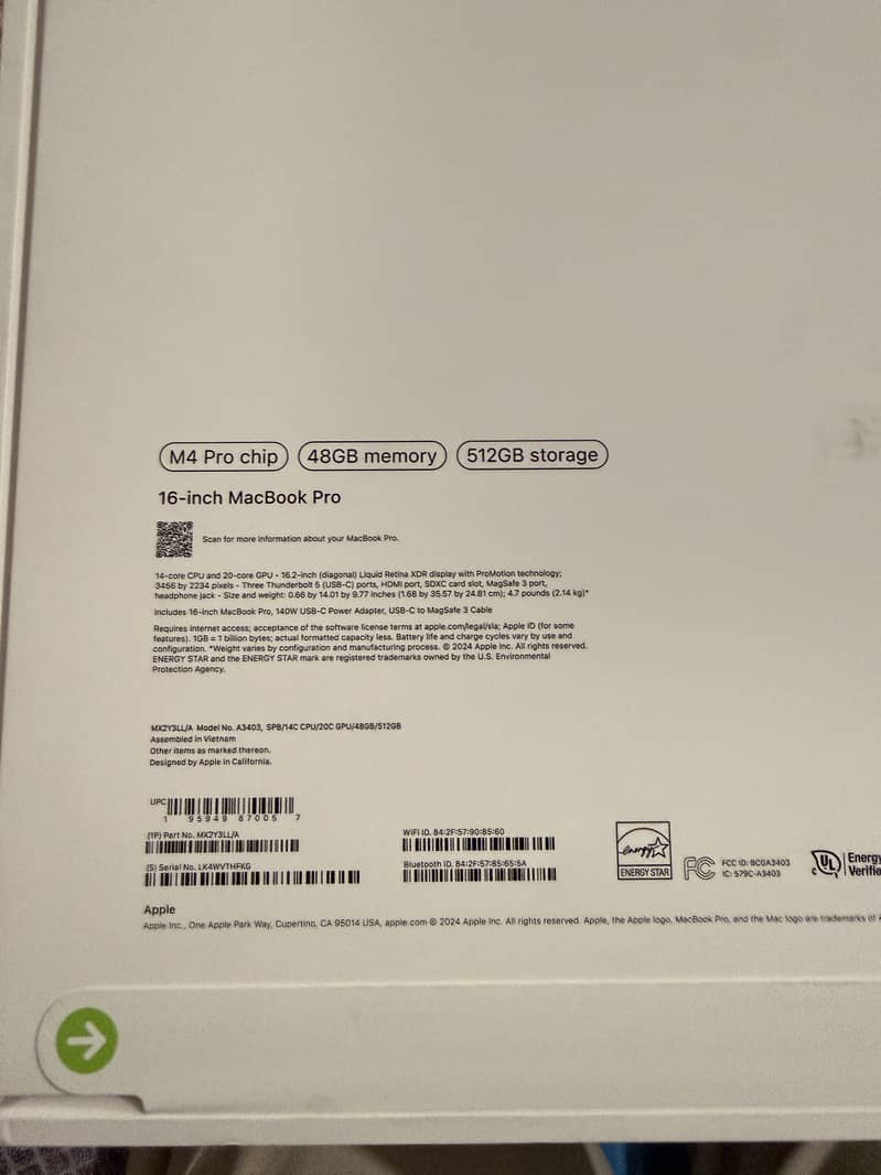 Macbook Pro M4 16 inch 48/512gb

                                                            alt=