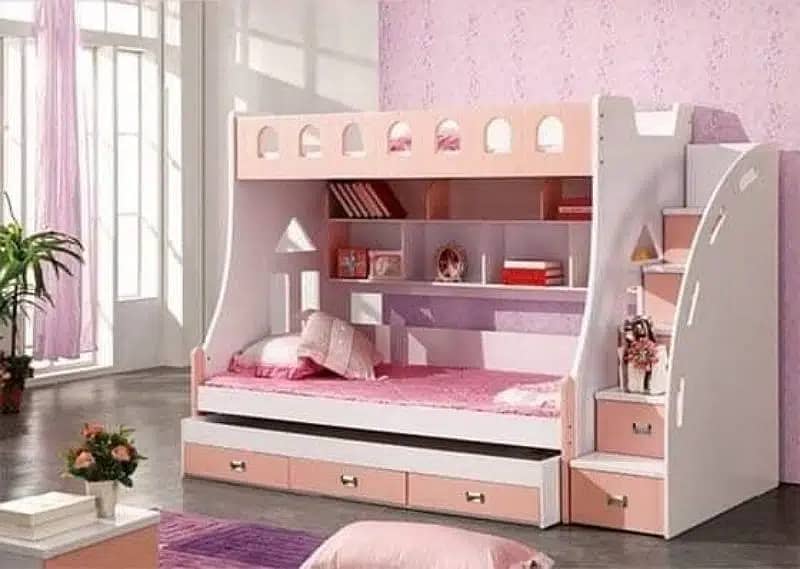 White light purple Triple bunker bed 6x4 feet double Story for kids

                                                            alt=