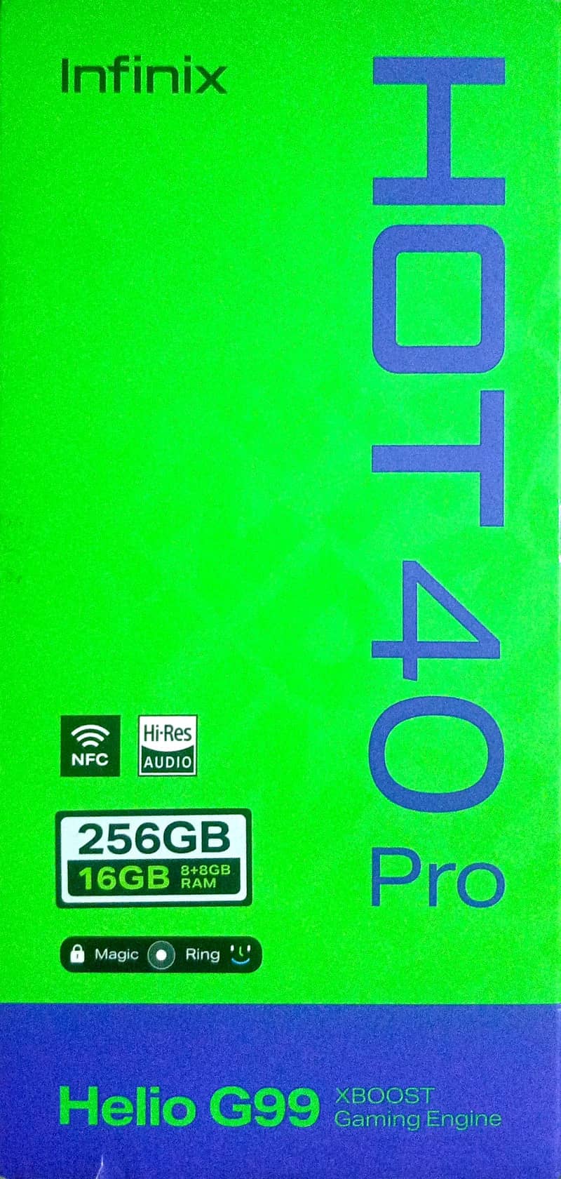 Infinix Hot 40 Pro, 8+8, 256 GB, with Box

                                                            alt=