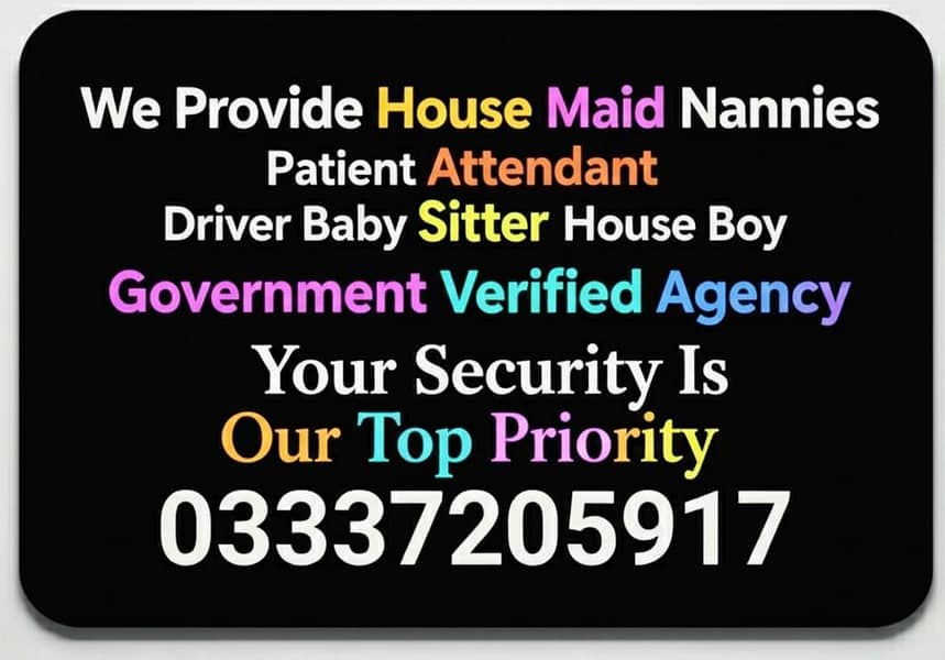 We Are Provide House Maid Baby Sitter Nursing Staff chef Drive etcr

                                                            alt=