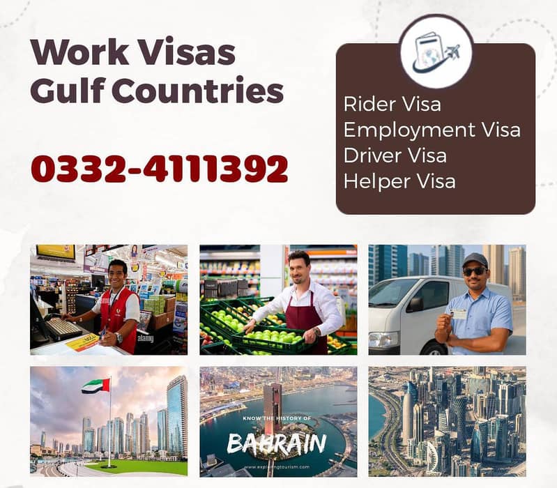 Bahrain, Dubai, Qatar Work visas Available 100% Granted

                                                            alt=