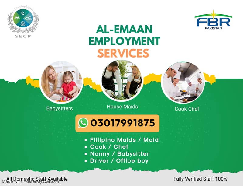 House maids , Helper , Baby Sitter , Chef , Cook , Patient Care ,Nurse

                                                            alt=