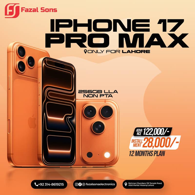 iPhone 17 Pro Max (256GB) Non PTA Available On Easy Installment Plan

                                                            alt=