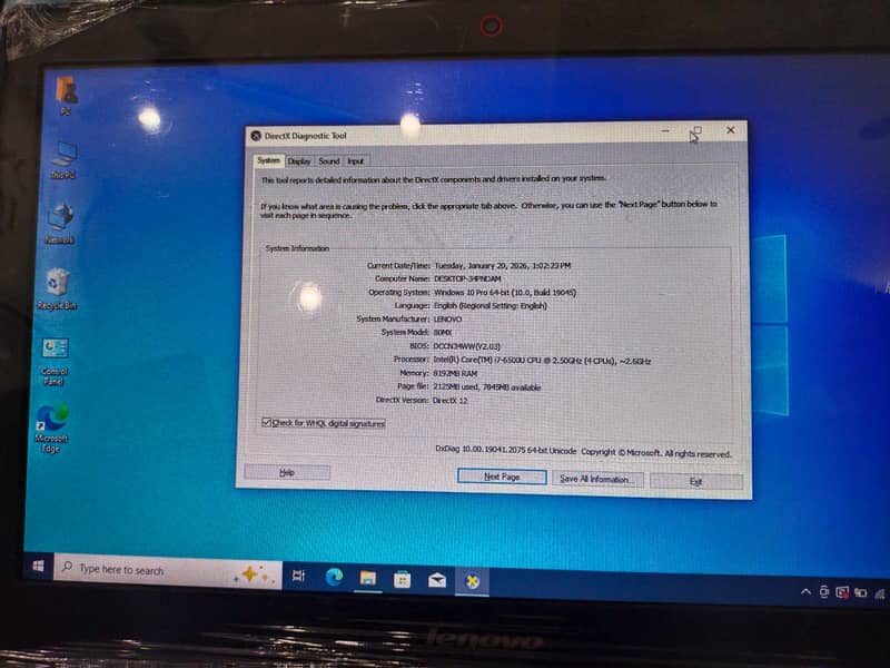 Lenovo Laptop | Intel Core i7-6500U | 8GB Ram | Windows 10 Pro

                                                            alt=