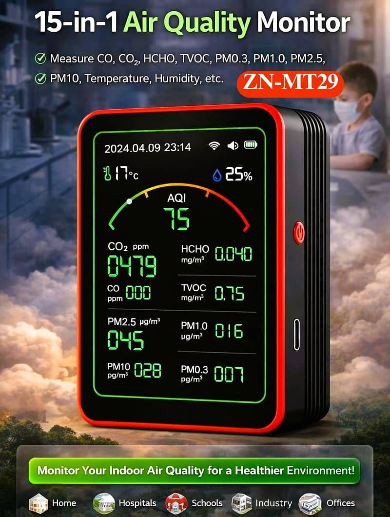 Air Quality Detector ZN-MT29  15-in-1 WiFi In Pakistan | AQI DETECTOR

                                                            alt=