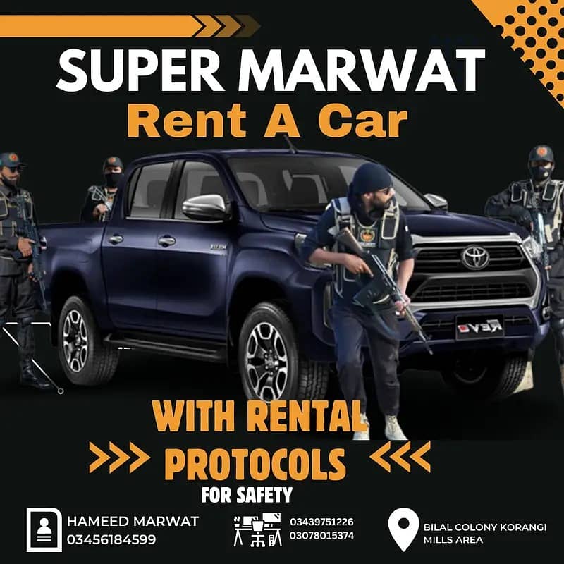 Super Marwat Rent a car with security guard Service, Self Car Rental

                                                            alt=