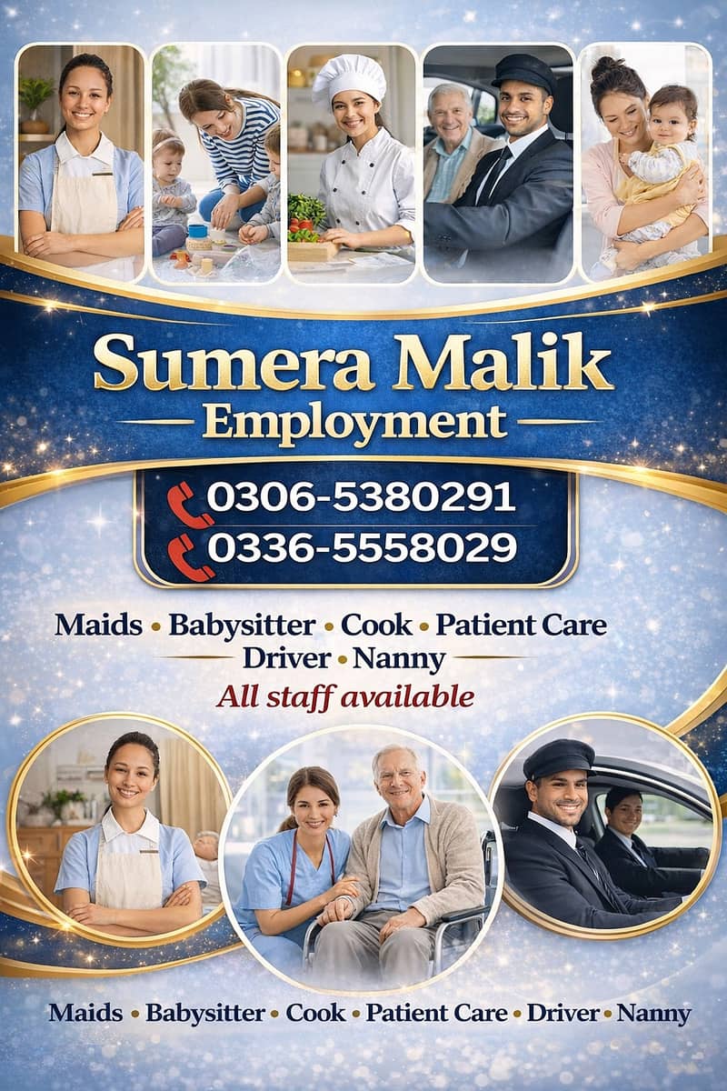 Baby sitter / maids / Nanny / Couple / Driver / Patient Care Services

                                                            alt=