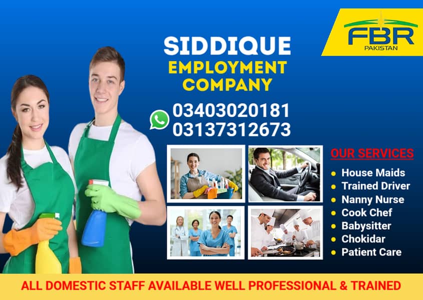 House Maids Baby Sitter Cook Drivers Chef Couple all Domestic staff

                                                            alt=