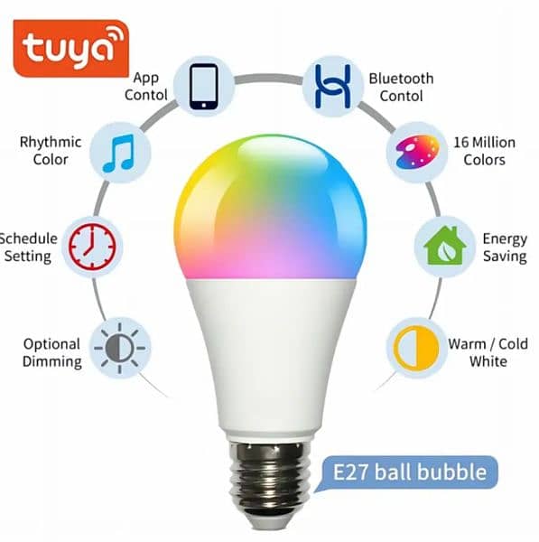 LED RGB TUYA SMART BLUETOOTH BULB WITH 16M COLOURS COOL AND WARM WHITE

                                                            alt=